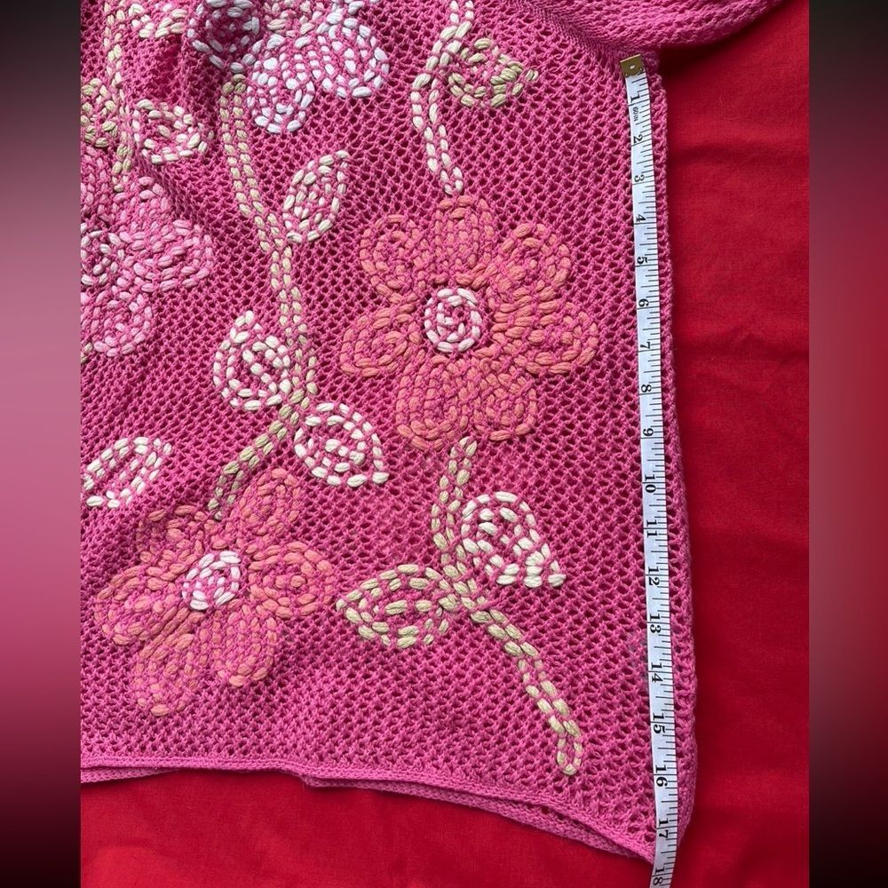 Y2K Sigrid Olsen Pink Knit Sweater w/ Floral Embroidery – Size S (2002) - Picture 8 of 8
